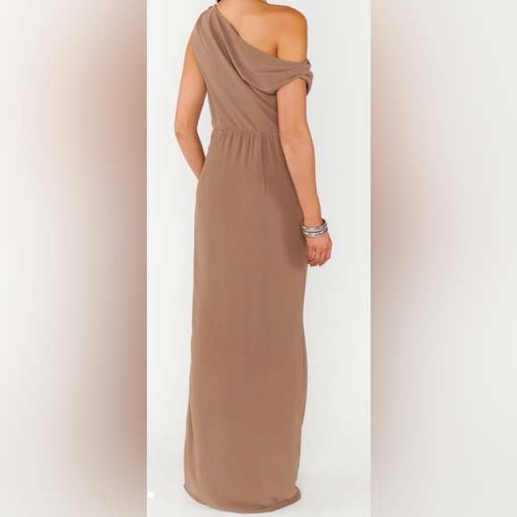 Show Me Your MuMu One-Shoulder Taupe Wedding Dress - Picture 1 of 6